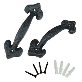 YMAISS 2packs Rustic Gate Handle,6.8in Cast Iron Sliding Barn Door Handle,Black Vintage Metal Gate Pull Handle, Fence Antique Long Cabinet Handles,Farmhouse Decor Metal Grab Bar,Sliding Door Pull