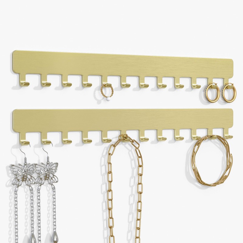 Josmimic Wall Necklace Organizer Holder: Wall Mounted Jewelry Hanging Storage