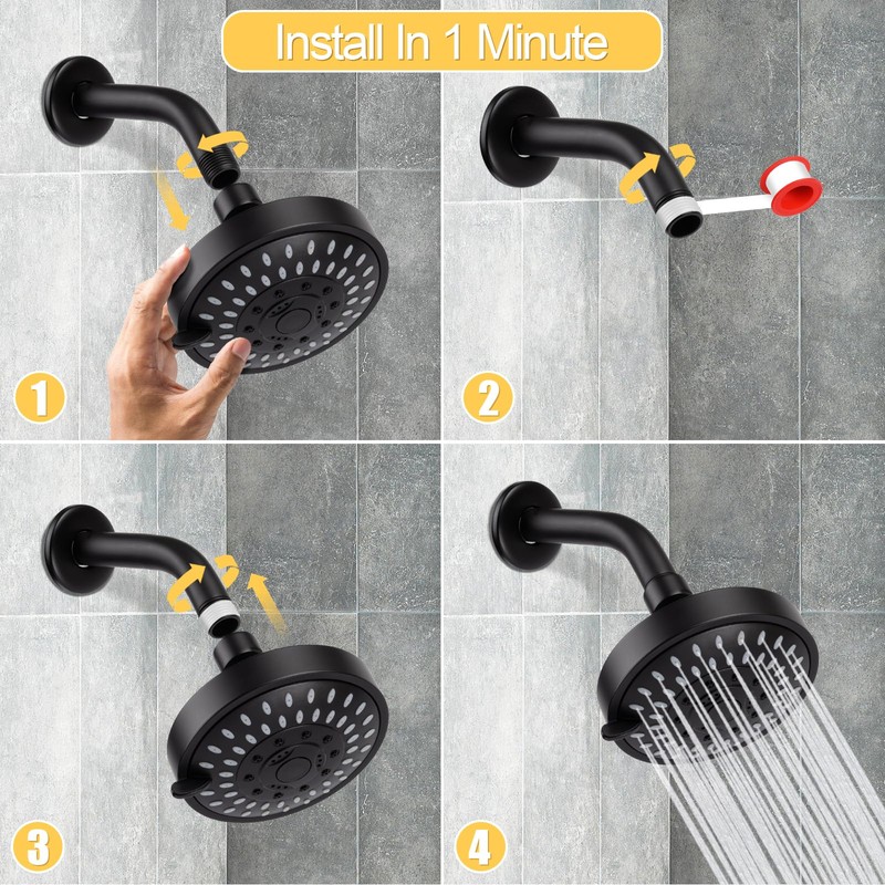 AISOSO Shower Head, 5 Modes High Pressure Shower Heads for