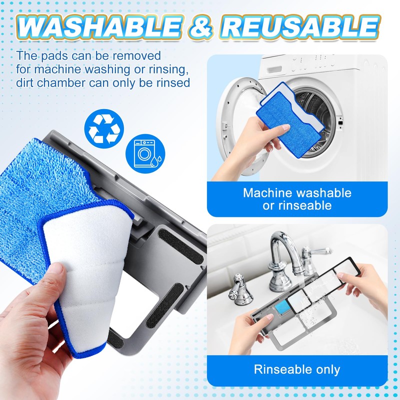 KEEPOW Reusable Mop Pads Refills Compatible with Shark VACMOP VM252