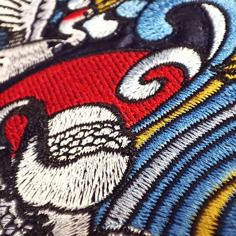 Crane Patch, Iron, Embroidered, Stylish, Applique, Nursery School, Kindergarten, Biker