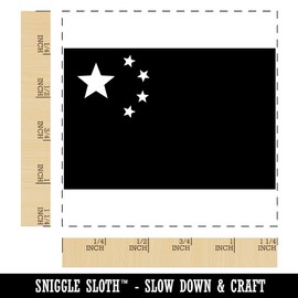 China Flag Square Rubber Stamp for Stamping Crafting - 1.25in Small
