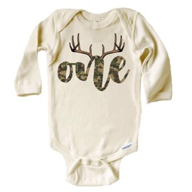 First Birthday Hunting Baby Bodysuit | The Big One Bodysuit | Natural Bodysuit (Natural, Long Sleeve 12 Month)