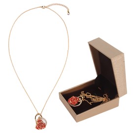 Real Rose Gold Dipped Necklace 24K Gold Plated Rose Pendant Necklace for Girlfriend Women Wedding Anniversary