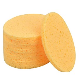 Pack of 10 Facial Cleansing Sponge, 8 cm Make-Up Pads, Cosmetic Sponges for Make-Up Remover, Face Care (Yellow, Oval)