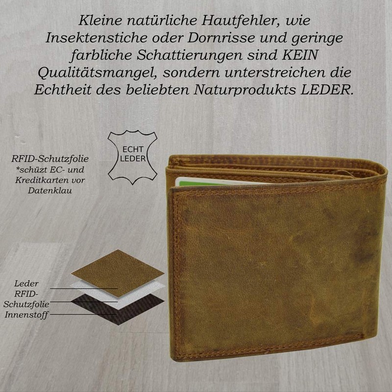 flevado Adler Men's Wallet Buffalo Leather Biker Wallet with RFID