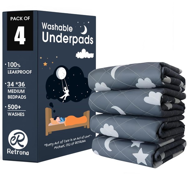 Retrona® Washable Underpads 34" x 36" Pack of 4 Heavy