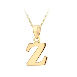 Carissima Gold Women's 9CT Yellow Gold 8.8mm X 16mm Plain 'Z' Initial Pendant on 9CT Yellow Gold 25 Diamond Cut Adjustable Curb Chain 41CM/16'-46CM/18' Necklace