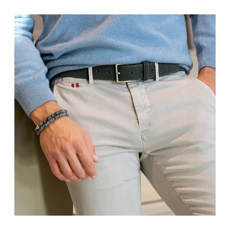 Riemen & Co Bobby Men's Belt Suede Width 3.5 cm,