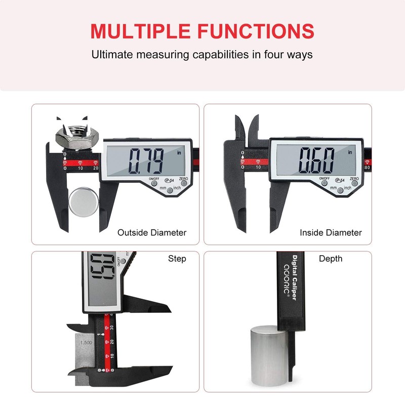 Digital Caliper, 0-6" Electronic Caliper Auto - Off Feature with
