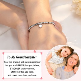 PINKDODO Granddaughter Bracelet Gifts from Grandma, Valentines Gifts for Teenage Teen Girls Bracelets Jewelry, 8 10 12 Year Old Girls Birthday Baptism Confirmation Christmas Gifts