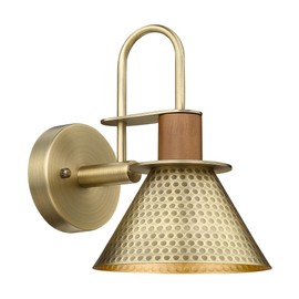 Barn Sconce Wall Lighting, HWH Gooseneck Wall Sconces Indoor Wall Lights, 1-Light Vanity Wall Lamp for Bathroom Bedroom Bedside Kitchen, Hammered Metal Shade, Antique Brass Finish, 5HZG74B BG