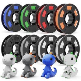 CREALITY 250g PETG Filament Bundle, 8 Colors Total 2kg, 1.75mm 3D Printer PETG Filament, Perfect for Small Project and Children Creation, Black+White+Grey+Tansparent+Red+Blue+Green+Orange