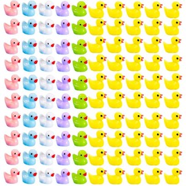 150pcs Mini Resin Ducks for Crafts, Colorful Tiny Ducks 6 Colors Duck Miniature Figures for Aquarium Garden Landscape Dollhouse Ornament Potted Decorations DIY（Random Color）