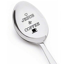 Jesus and Coffee Spoon Gifts for Women Men Coffee Lovers Gifts for Grandma Dad Christian Gifts for Coworker Christmas Birthday Gifts for Jesus Lovers Papa Mom Coffee Spoon