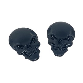 Skull Red Eyes in Flames License Plate Frame set of 2 with 2pcs 3D Skull Metal Emblem Badge Sticker Decal (Black)