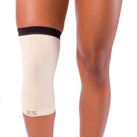 Zensah Compression Knee Sleeve - Relieve Knee Pain, Treat Runners Knee, Patella Support (Large, Beige)