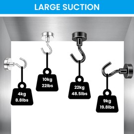 Daily Treasures 15 Pack Magnetic Hooks, 5Pack 22KG(48.5lb) Strong Magnetic Hooks +10Pack 10KG(22lb) Super Magnets Hooks, Magnets with Hook for Hanging in Kitchen, Cruise, Classroom, Workplace, Garage