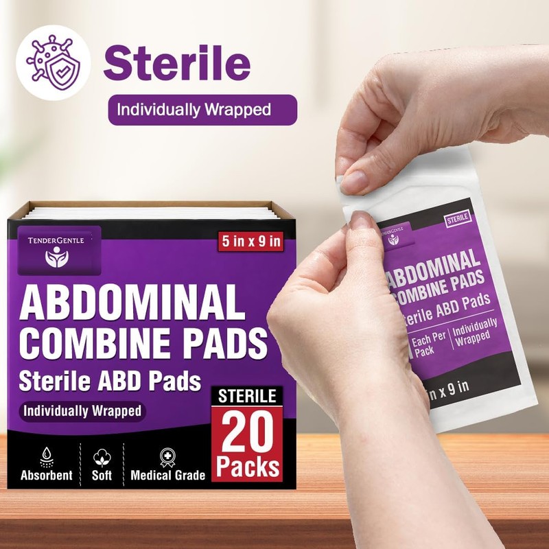 Combine ABD Pads 5x9-2 Packs of 40 Sterile Abdominal Pads