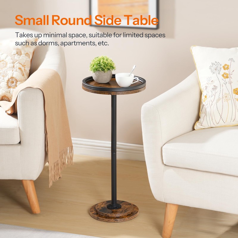 HOOBRO Small Round Side Table, Drink Table, Coffee Martini Table