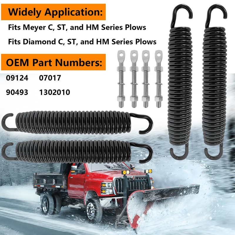 FBSCTMH 4 Packs Snow Plow Trip Springs with EyeBolts Compatible