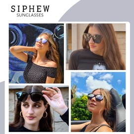 SIPHEW Pack of 2 Women's Polarised Classic Sunglasses with UV400 Protection Wrap Around for Women, A4 - Black/Grey + Black/Purple