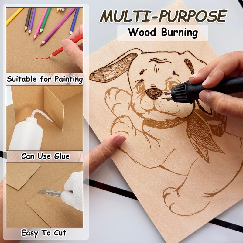 sourcing map MDF Wood Board for Crafts,1/12"(2mm) Thick Medium Density