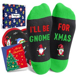 HAPPYPOP Christmas Gifts Stocking Socks for Girls - Gnome Knee High Christmas Socks for Little Kids, Gnome Gifts for Girls with Greeting Card