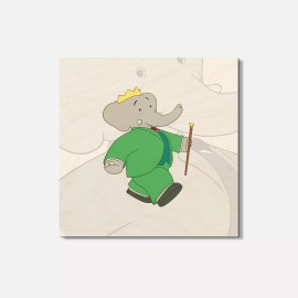 Unbranded Babar Cartoon 4'' X 4'' Square Wooden Coaster
