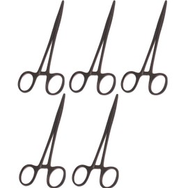 AAProTools 5 Black Color Mosquito Locking Hemostat Forceps Straight 5" Ideal for All Types of Hobby and First Aid Kit