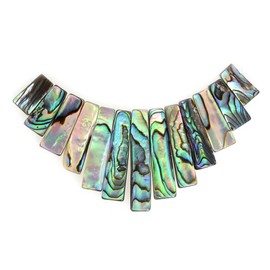 Justinstones Natural Abalone Shell Rectangle Graduated 13pcs Wide Beads Set