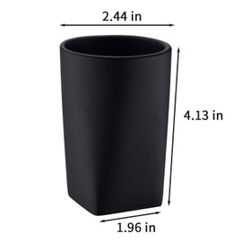 Resin Bathroom Tumbler Cup .Bathroom Cup Holder with Modern Design for Bathroom or Office.JINCROP Holding Toothbrushes, Make-up Brushes Cup.(Matte Black)