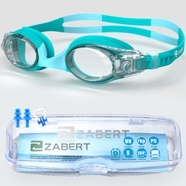 ZABERT Children's Swimming Goggles Diving Goggles Anti-Fog UV Protection for 3 4 5 6 7 8 9 10 11 12 Years Blue Lake