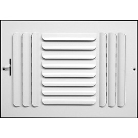 HVAC Premium 14"w x 6"h 3-Way-Horizontal Fixed Curved Blade AIR Supply Diffuser - Vent Duct Cover - Grille Register - Sidewall or Ceiling - High Airflow - White