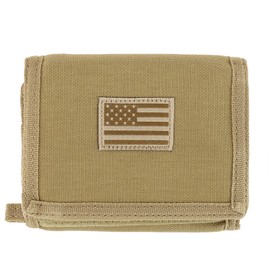Armycrew Tri Fold Hook and Loop Closure 18 Pockets Durable Tactical Wallet - USA Khaki