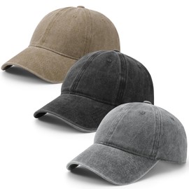 Utensilsto Pack of 3 Baseball Cap for Men and Women, Adjustable Cotton Baseball Cap, Vintage Unisex Baseball Cap, Sun Hat, Sports Cap for Outdoor Sports, Leisure, Travel, Black, light grey, khaki, 55