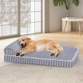 Comfort Dog Beds for Extra Large Dogs,Dog Bed with Removable Washable Cover, Deluxe Plush Dogs Bed for Crate with Pillow, Anti-Slip Pet Mat Mattress for Kennel with Durable Zipper(Brown,XL)