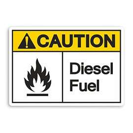 2 x 10cm Caution Diesel Fuel Vinyl Stickers - Warning Workshop Sticker #70571