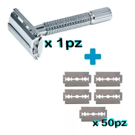 Universo en Linea Rastrillo Clásico Mariposa Acero Inoxidable + 50 Navajas