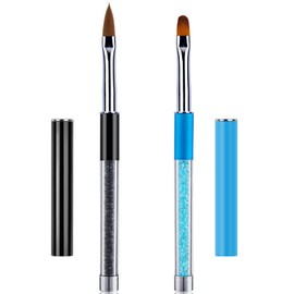 SILPECWEE 2Pcs Acrylic Nail Brush Nail Art Brushes Nail Polish Brush Nail Design Tools Nail Painting Kit Nail Art Supplies UV Gel Nail Accessories