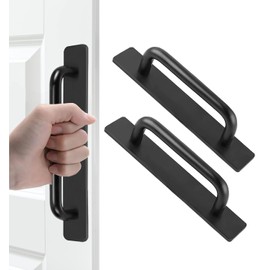 2Pcs Adhesive Cabinet Door Handles, Aluminum Alloy Stick on Shower Door Handle, Self Stick Pulls No Drilling for Kitchen Cabinet/Dresser/Drawer/Closet/Sliding Door(148mm,Black)