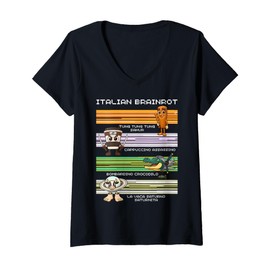 Womens Italian Brainrot Meme Funny Compilation Character Gen Z Kids V-Neck T-Shirt