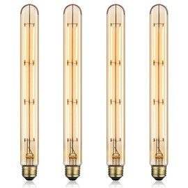 TORCHSTAR LED Vintage Filament Bulb T300, 9W 11.69Inch Long Tubular Edison Light Bulbs, E26 Base, Dimmable T10 Filament Decorative Bulb for Wall Lamp, Amber Glass, 2000K Soft Warm, ETL/FCC, Pack of 4