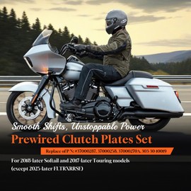 Prewired M8 Clutch Plate Kit Friction Steel Plate Set for Harley 2017-up Touring Street Glide FLHX/Road Glide FLTR/Road King FLHR/Electra Glide FLHT & 2018-up Softail Model with Milwaukee 8 Engine