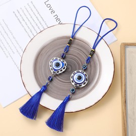 Beavorty 6 Piezas Adornos De Coche Decoración del Coche Mal De Ojo Accesorios De La Fortuna Accesorios Azul Adornos Colgantes Mal Encanto De Ojo Turco Corazón Nazar Metal