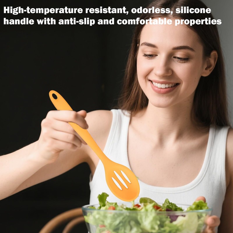 4 Pcs Slotted Spoons For Cooking,Nonstick Mixing Serving Spoons,For Kitchen