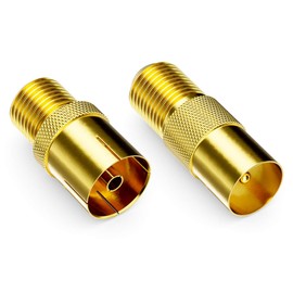 deleyCON SAT Adaptor Set F-Connector to Antenna Cable F-Coupling Coaxial Coupling F-Female to 1x IEC Antenna Plug and 1x IEC Antenna Socket