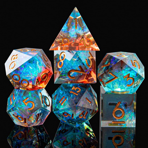 YEMEKO DND Dice Set, Sharp Edge Resin Dice Set with