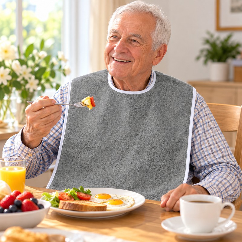 2 Pcs Adult Bibs for Eating – Large Terry Cloth