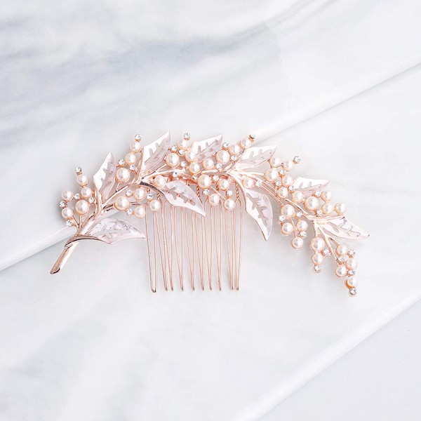 Kercisbeauty Hair Comb with Pearls for Bridal Wedding Bridal Headpiece Handmade Hairpiece for Women Girls Prom Hair Accessories